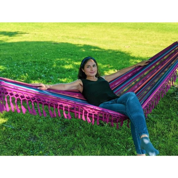 Large Boho Hammock Handwoven| Summer Hammock | Double Sided Colorful Hammock | C - Picture 7 of 7